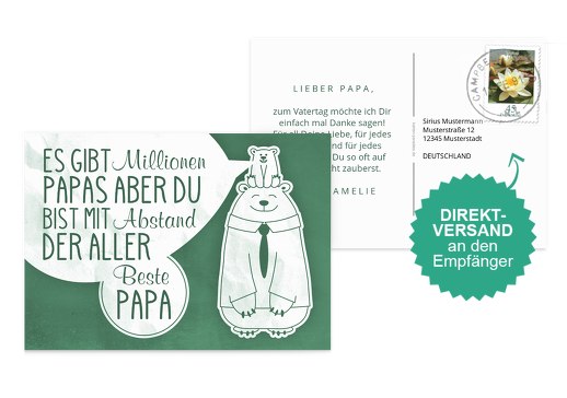 Vatertagskarte Papa Bär tuerkis 148x105mm