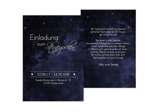 Einladung Sommerfest Sternennacht DunkelBlaumatt 105x148mm