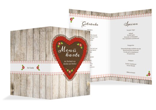 Hochzeit Menükarte München Rot 148x210mm
