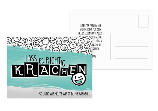 Glückwunschkarte zum Geburtstag Krachen Weiß 148x105mm