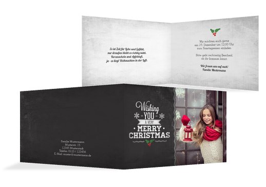 Foto Einladung Merry Christmas Schwarz 148x105mm