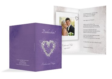 Hochzeit Dankeskarte glamour heart
