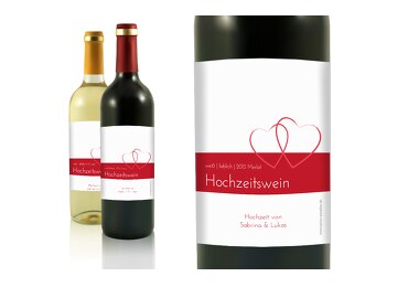 Hochzeit Flaschenetikett Herzensband