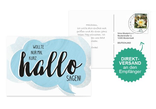 Spruchkarte Hallo Weiß 148x105mm