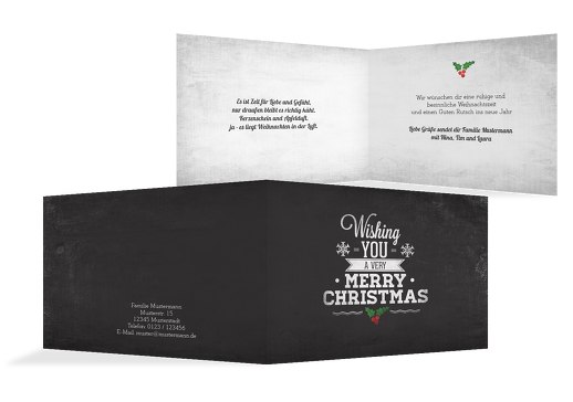 Grußkarte Merry Christmas Schwarz 148x105mm