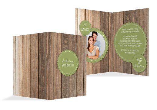 Hochzeit Einladung Vintage Holz PastellHellGrün 105x148mm
