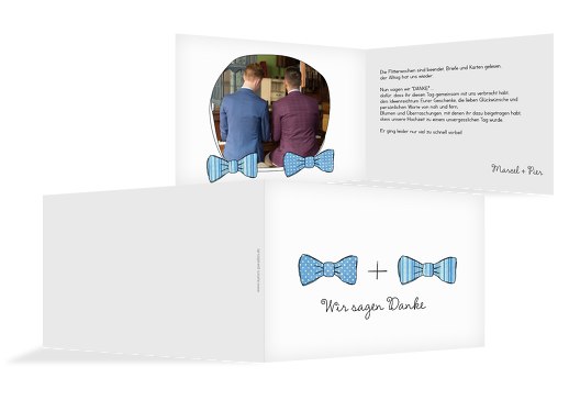 Hochzeit Dankeskarte Fliegen HellBlau 148x105mm