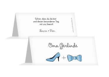 Hochzeit Tischkarte High Heel und Fliege