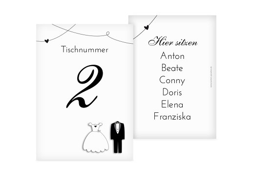 Tischnummer dress and suit Weiß 105x148mm