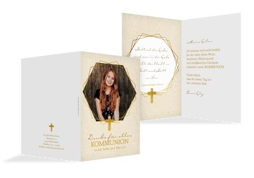 Kommunion Dankeskarte Goldrausch