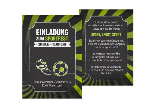 Einladung Sommerfest Retro Sport ApfelGrün 105x148mm