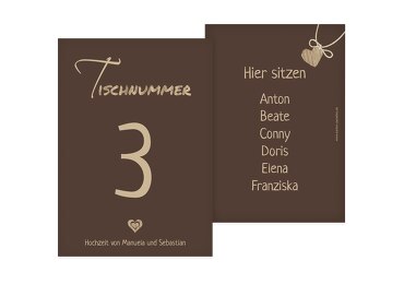 Tischnummer natürlich Ja