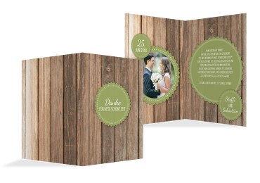 Hochzeit Dankeskarte Vintage Holz