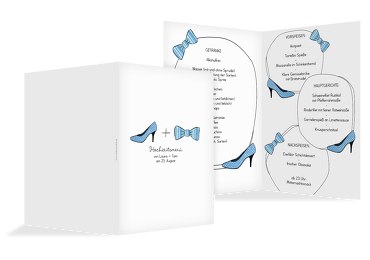 Hochzeit Menükarte High Heel und Fliege