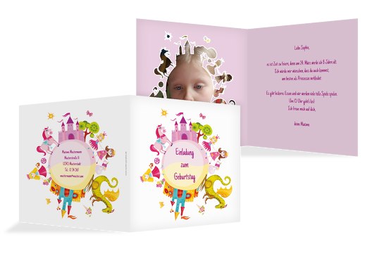 Einladungskarte Foto Traumprinzessin Pink 145x145mm