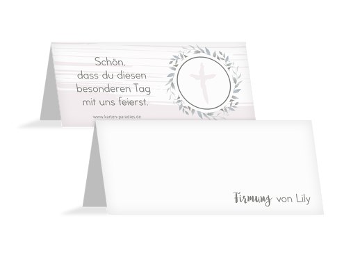 Firmung Tischkarte Kranz Retrogrün 100x44mm