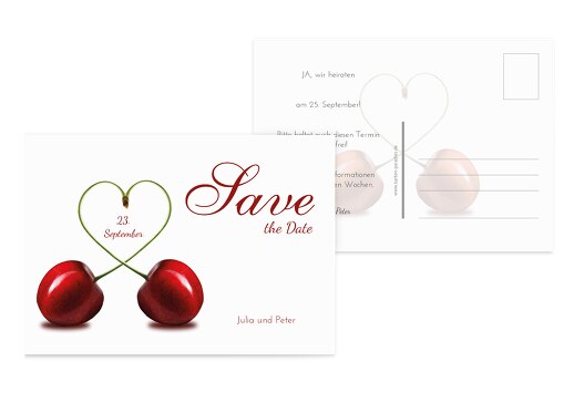 Hochzeit Save-the-Date Kirsche WeinRot 148x105mm