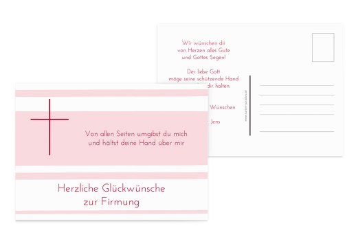 Glückwunschkarte zur Firmung Kreuz HellRosa 148x105mm
