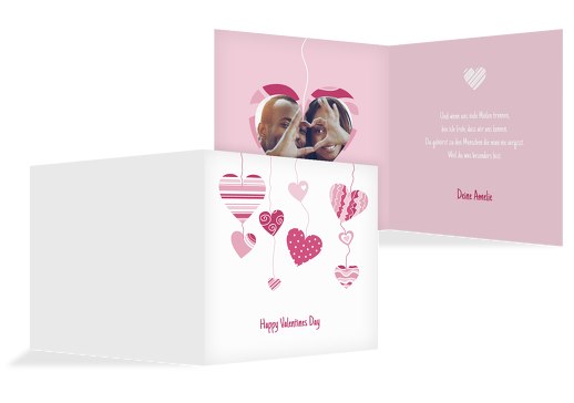 Valentinskarte Herzens Mobile Pink 145x145mm
