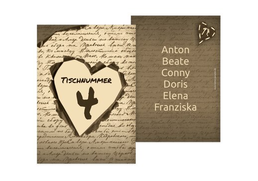 Tischnummer Herzensgedicht braunmatsch 105x148mm