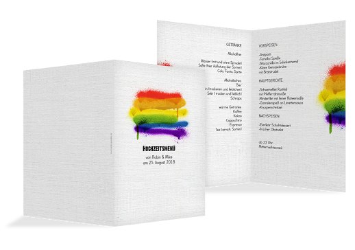 Menükarte Regenbogenliebe Weiß 148x210mm
