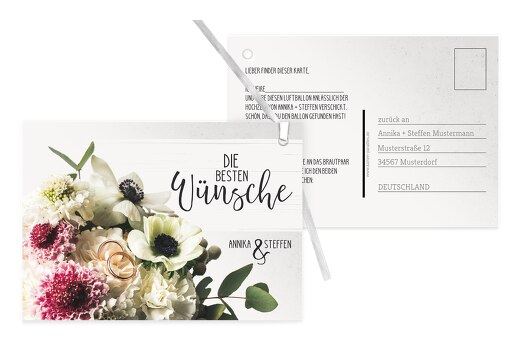 Ballonkarte Bouquet Lilarosa 148x105mm