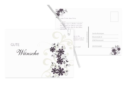 Hochzeit Ballonkarte Ranke Liladunkel 148x105mm