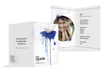 Kommunion Einladung Origamischiff