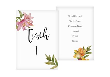 Tischnummern Blumendeko