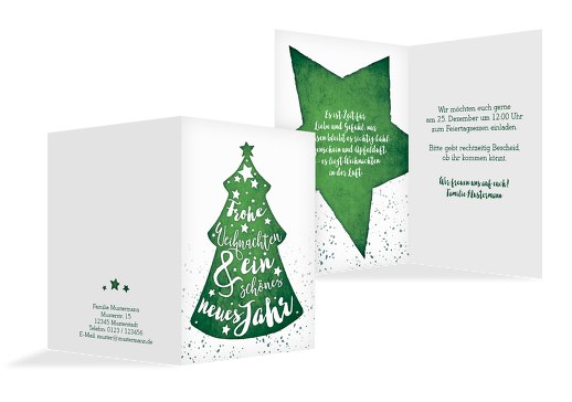 Weihnachtseinladung Letterbaum DunkelGrün 105x148mm