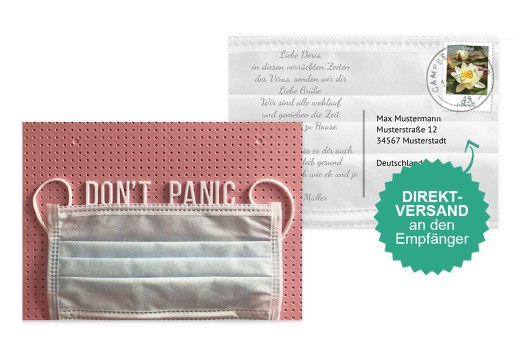 Spruchkarte Don't Panic Dunkelpink 148x105mm