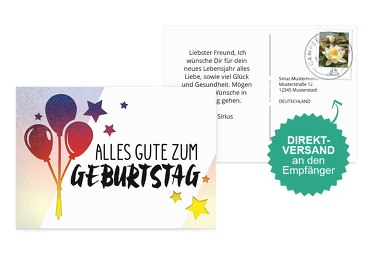 Glückwunschkarte zum Geburtstag Schriftzug
