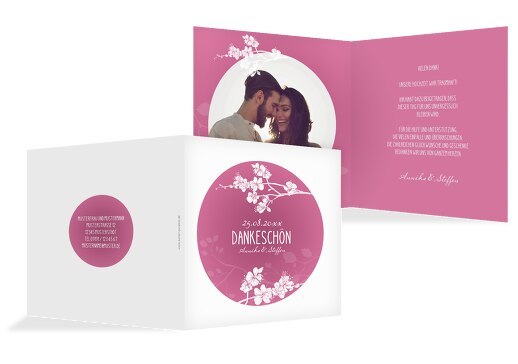 Hochzeit Dankeskarte Cherry Blossom Pinkrosa 145x145mm