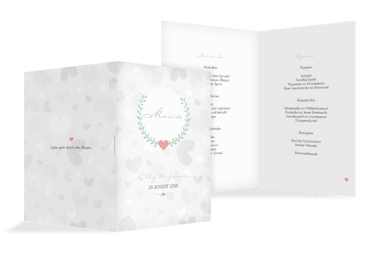 Hochzeit Menükarte Zarte Ranke hellgrünblau 148x210mm