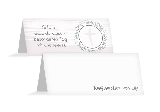 Konfirmation Tischkarte Kranz Retrogrün 100x44mm