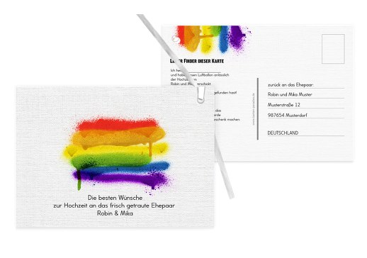 Ballonkarte Regenbogenliebe Weiß 148x105mm