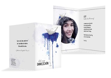 Firmung Dankeskarte Origamischiff