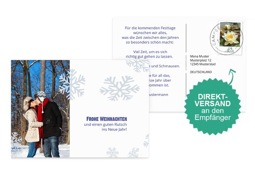 Weihnachtsgrußkarte Foto Schneesturm Blau 148x105mm