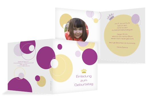 Geburtstagseinladung Foto Prinzessin Pinklila 145x145mm