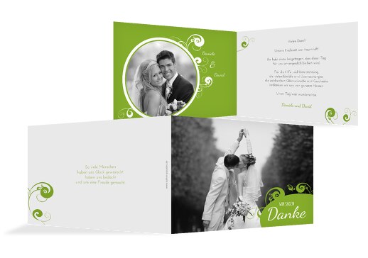Hochzeit Dankeskarte squiggle chubby Grasgruen 148x105mm