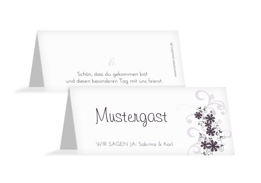 Hochzeit Tischkarte Ranke Liladunkel 100x44mm