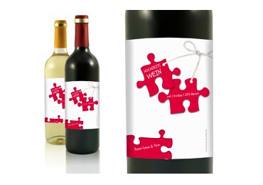 Hochzeit Flaschenetikett Puzzleteile