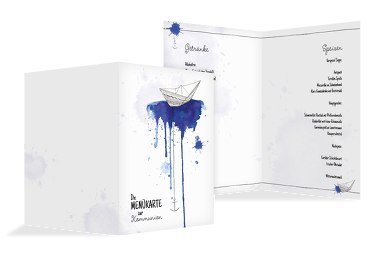 Kommunion Menükarte Origamischiff
