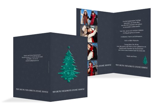 Weihnachtsgrußkarte Foto Baum Türkisblaukräftig 105x148mm