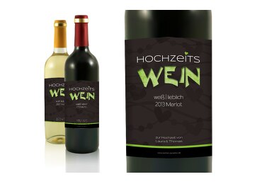 Hochzeit Flaschenetikett wilde Herzen