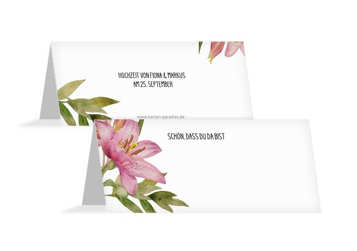 Hochzeit Tischkarte Blumendeko Weiß 100x44mm