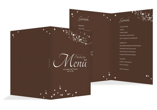 Hochzeit Menükarte romantic flower braunmatsch 148x210mm