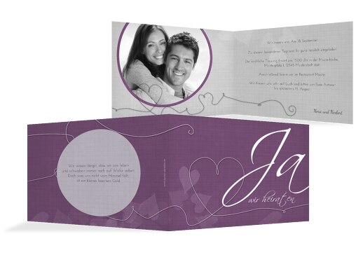 Hochzeit Einladungskarte ewiges Band LilaFlieder 148x105mm