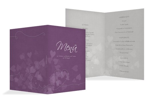 Hochzeit Menükarte ewiges Band LilaFlieder 148x210mm