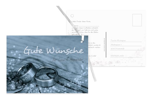 Hochzeit Ballonkarte Eheringe MattBlauDunkler 148x105mm